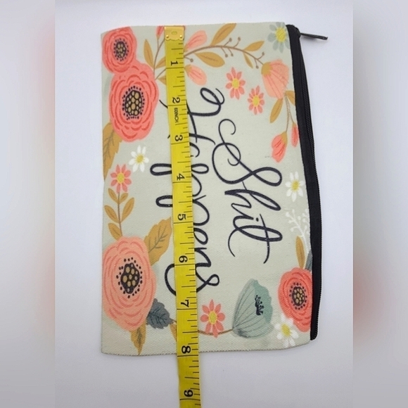 Floral Print Cosmetic Storage Canvas Like Bag Adult Language - Picture 4 of 7